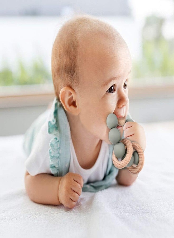 Socub Baby Teething Toy, Organic Baby Teething Ring, Silicone & Beech Baby Rattle Teether for 3+ Months, BPA Free, Mustard - Image 3
